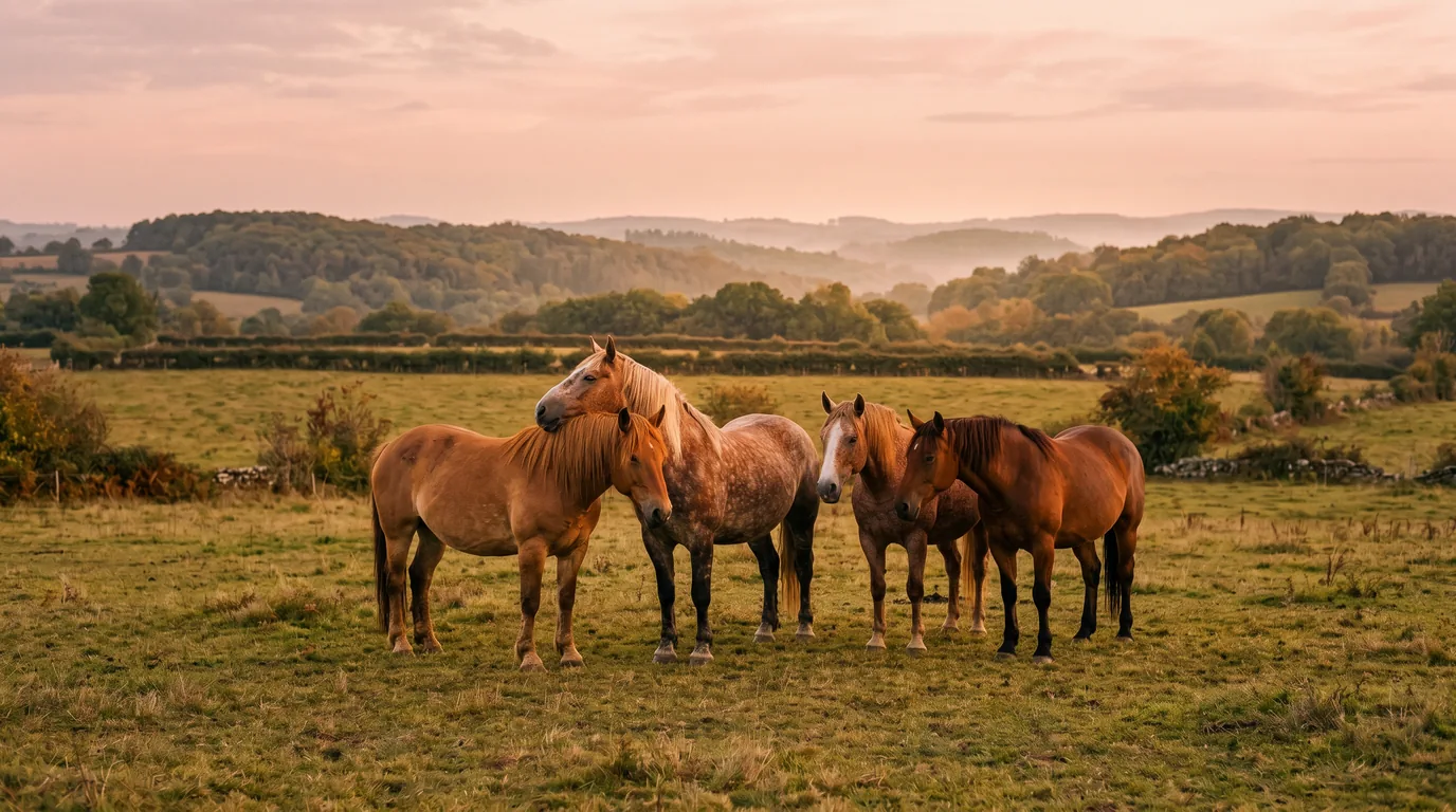 Les chevaux du Centre Équestre Poney Club des Vaseix en liberté, Haute-Vienne